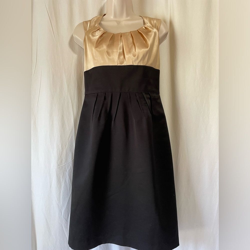 Maggie L dress, semi formal, size 8 , black and gold satin